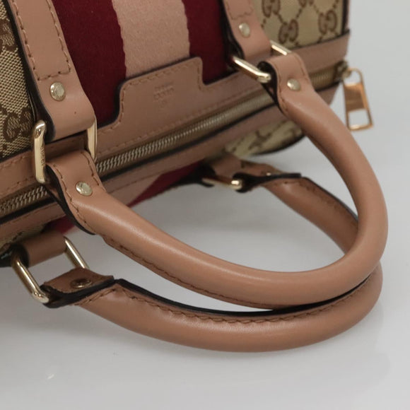 GUCCI GG Canvas Hand Bag 2way Beige Gold 247205 Auth BA5153