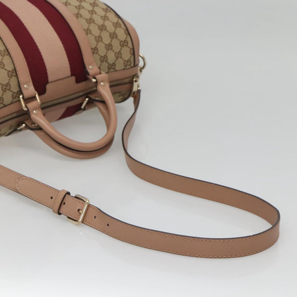 GUCCI GG Canvas Hand Bag 2way Beige Gold 247205 Auth BA5153