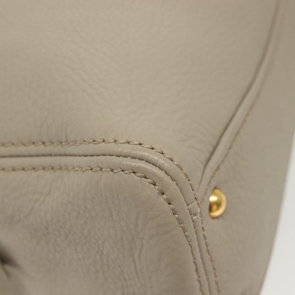 Miu Miu Hand Bag Leather 2way Gray Gold Auth BA5154