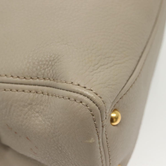 Miu Miu Hand Bag Leather 2way Gray Gold Auth BA5154