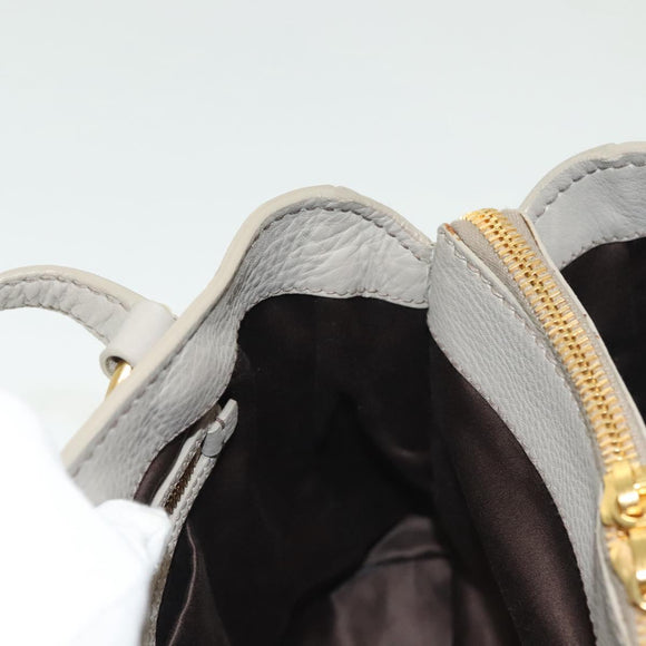 Miu Miu Hand Bag Leather 2way Gray Gold Auth BA5154