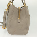 Miu Miu Hand Bag Leather 2way Gray Gold Auth BA5154-5
