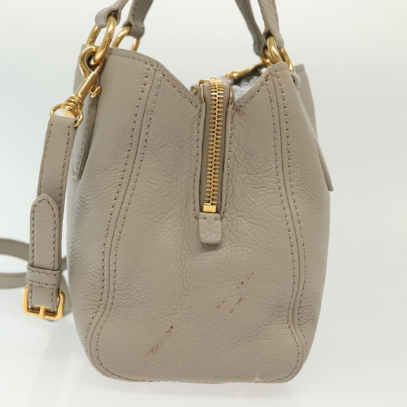 Miu Miu Hand Bag Leather 2way Gray Gold Auth BA5154