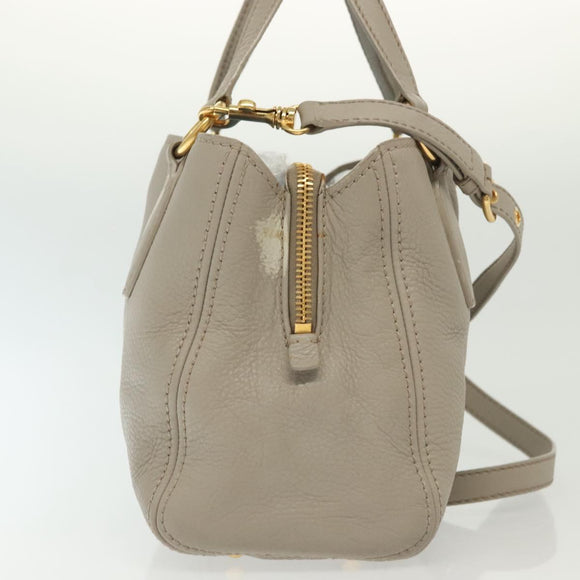 Miu Miu Hand Bag Leather 2way Gray Gold Auth BA5154