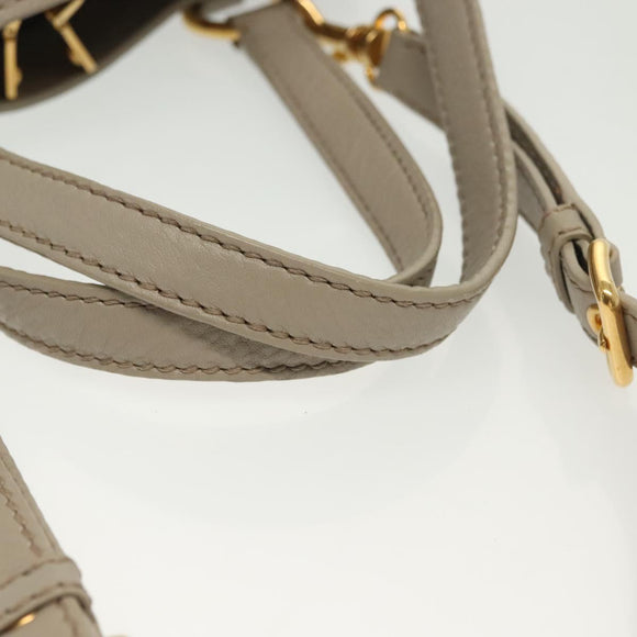 Miu Miu Hand Bag Leather 2way Gray Gold Auth BA5154