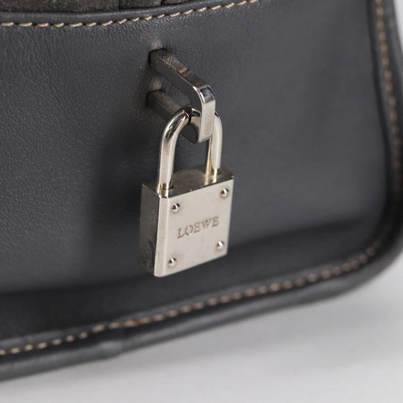 LOEWE Anagram Amazona 36 Hand Bag Suede Gray Silver Auth BA5158V