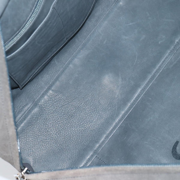 LOEWE Anagram Amazona 36 Hand Bag Suede Gray Silver Auth BA5158V