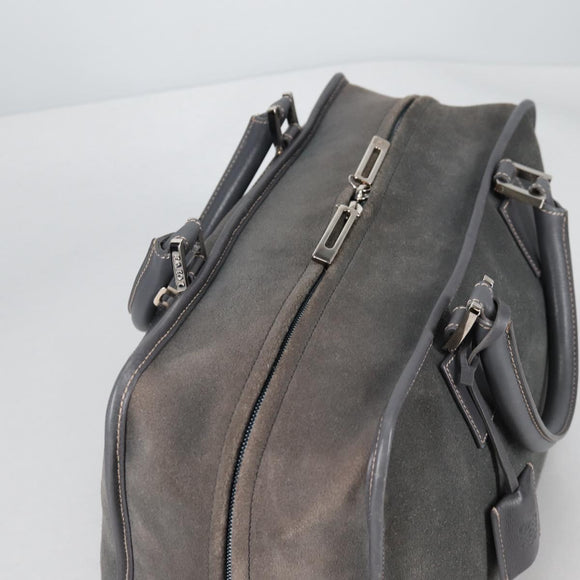 LOEWE Anagram Amazona 36 Hand Bag Suede Gray Silver Auth BA5158V