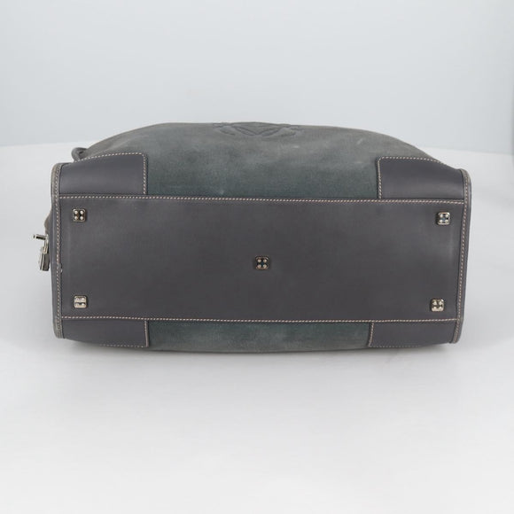 LOEWE Anagram Amazona 36 Hand Bag Suede Gray Silver Auth BA5158V