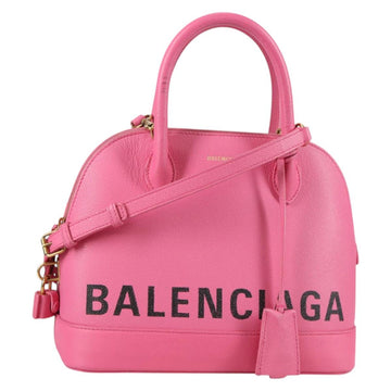 BALENCIAGA Ville Top Handle S Hand Bag Leather 2way Pink 518873 Auth BA5162M