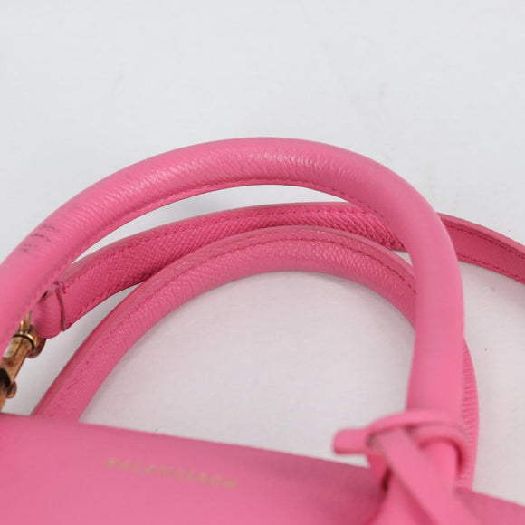 BALENCIAGA Ville Top Handle S Hand Bag Leather 2way Pink 518873 Auth BA5162M
