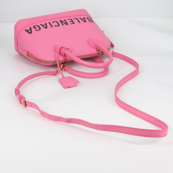 BALENCIAGA Ville Top Handle S Hand Bag Leather 2way Pink 518873 Auth BA5162M