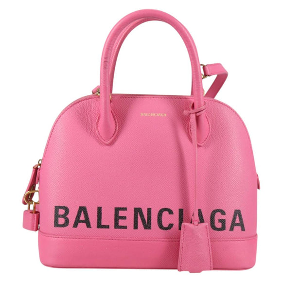 BALENCIAGA Ville Top Handle S Hand Bag Leather 2way Pink 518873 Auth BA5162M