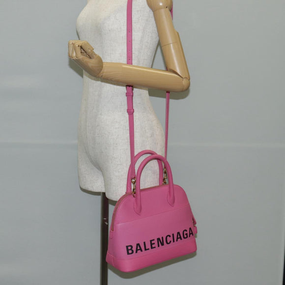BALENCIAGA Ville Top Handle S Hand Bag Leather 2way Pink 518873 Auth BA5162M