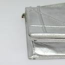 Christian Dior Chain Diorama Shoulder Bag Leather Silver Auth BA5163-8