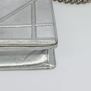 Christian Dior Chain Diorama Shoulder Bag Leather Silver Auth BA5163-15