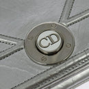 Christian Dior Chain Diorama Shoulder Bag Leather Silver Auth BA5163-18