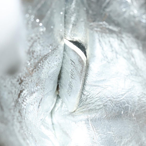 Christian Dior Chain Diorama Shoulder Bag Leather Silver Auth BA5163