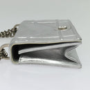 Christian Dior Chain Diorama Shoulder Bag Leather Silver Auth BA5163-3