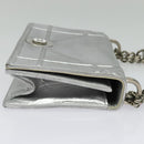 Christian Dior Chain Diorama Shoulder Bag Leather Silver Auth BA5163-4