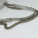 Christian Dior Chain Diorama Shoulder Bag Leather Silver Auth BA5163-7