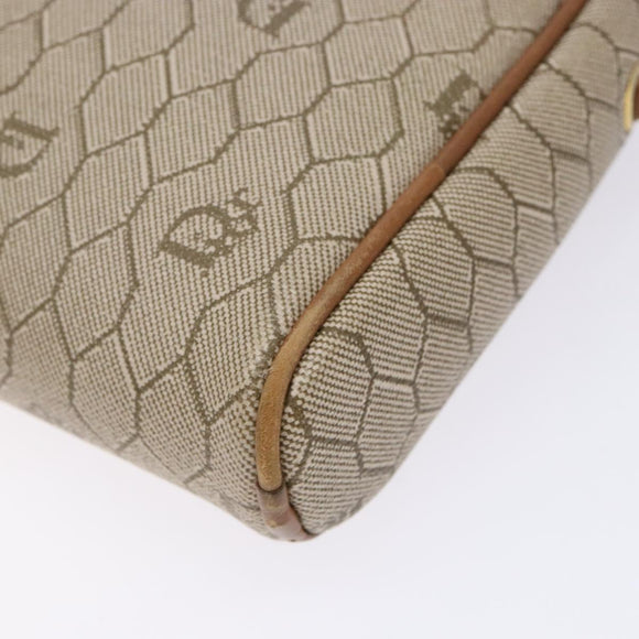 Christian Dior Honeycomb Canvas Shoulder Bag PVC Beige Gold Auth BA5167