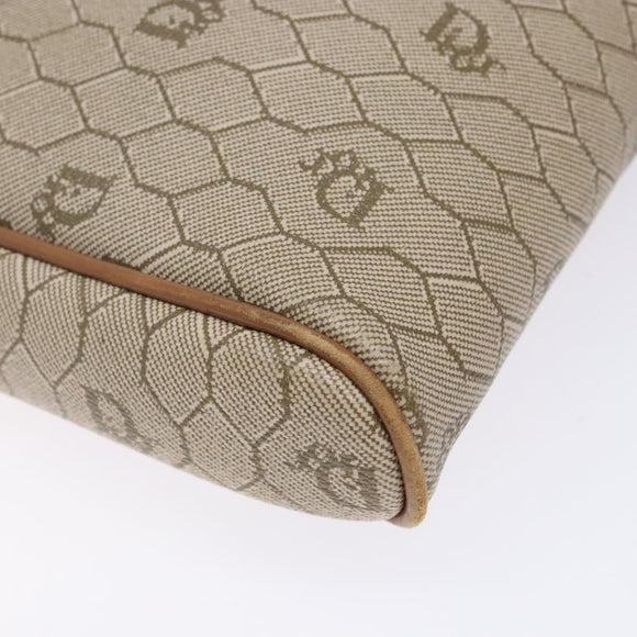 Christian Dior Honeycomb Canvas Shoulder Bag PVC Beige Gold Auth BA5167