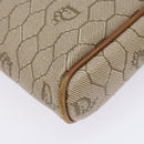 Christian Dior Honeycomb Canvas Shoulder Bag PVC Beige Gold Auth BA5167-12