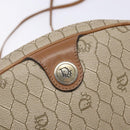 Christian Dior Honeycomb Canvas Shoulder Bag PVC Beige Gold Auth BA5167-14
