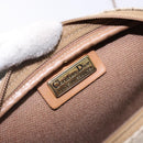 Christian Dior Honeycomb Canvas Shoulder Bag PVC Beige Gold Auth BA5167-16