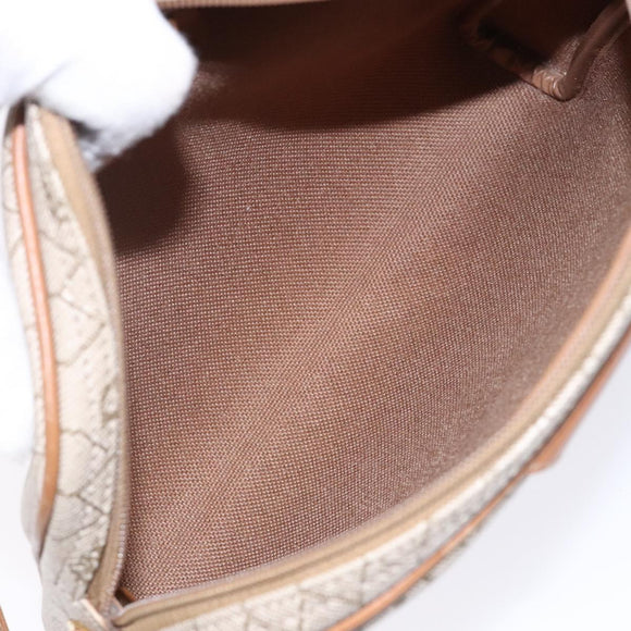 Christian Dior Honeycomb Canvas Shoulder Bag PVC Beige Gold Auth BA5167