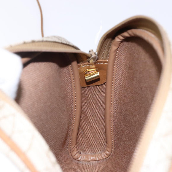 Christian Dior Honeycomb Canvas Shoulder Bag PVC Beige Gold Auth BA5167