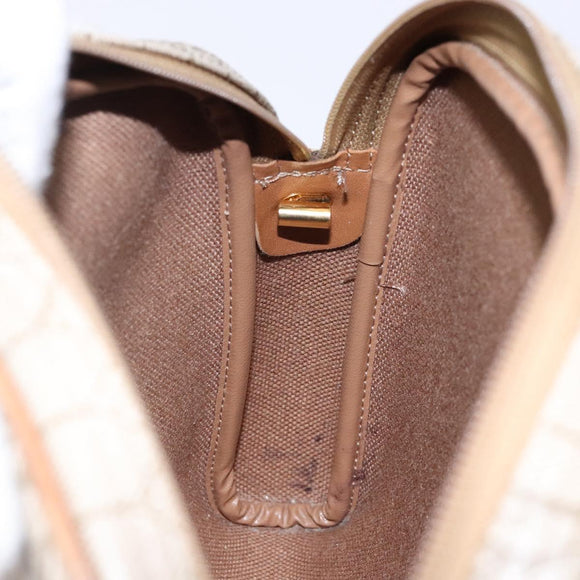 Christian Dior Honeycomb Canvas Shoulder Bag PVC Beige Gold Auth BA5167