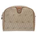 Christian Dior Honeycomb Canvas Shoulder Bag PVC Beige Gold Auth BA5167-2