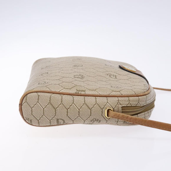 Christian Dior Honeycomb Canvas Shoulder Bag PVC Beige Gold Auth BA5167