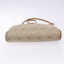 Christian Dior Honeycomb Canvas Shoulder Bag PVC Beige Gold Auth BA5167-9