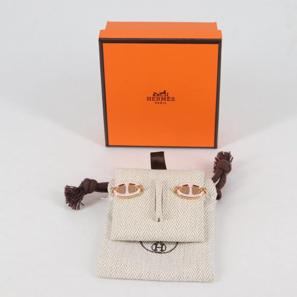 HERMES Pierce Mini Mayon Earring metal Pink Auth BA5179M