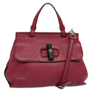 GUCCI Bamboo Daily Hand Bag Leather 2way Pink Silver 370831 Auth BA5180-1