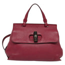 GUCCI Bamboo Daily Hand Bag Leather 2way Pink Silver 370831 Auth BA5180-2
