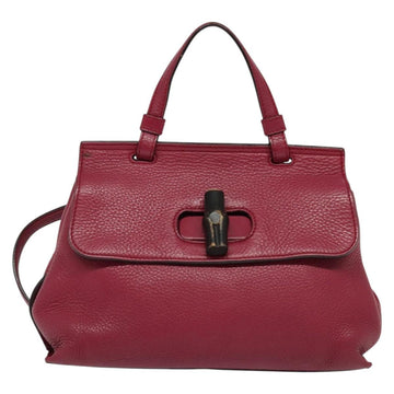GUCCI Bamboo Daily Hand Bag Leather 2way Pink Silver 370831 Auth BA5180 - 0