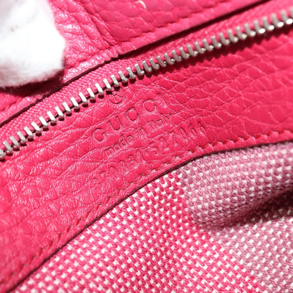 GUCCI Bamboo Daily Hand Bag Leather 2way Pink Silver 370831 Auth BA5180