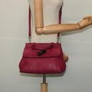 GUCCI Bamboo Daily Hand Bag Leather 2way Pink Silver 370831 Auth BA5180-22