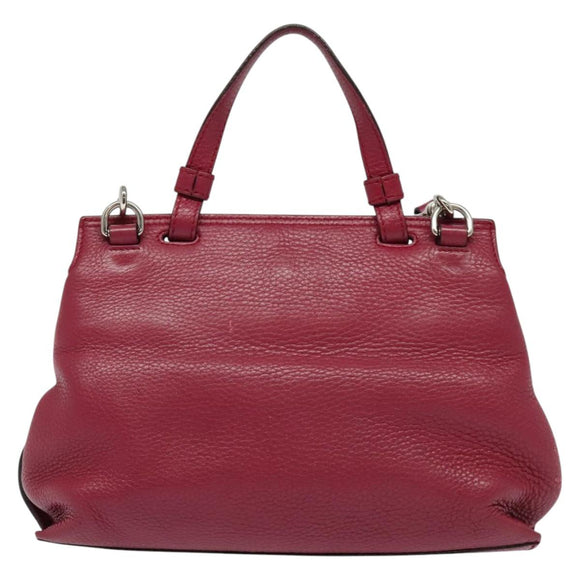 GUCCI Bamboo Daily Hand Bag Leather 2way Pink Silver 370831 Auth BA5180