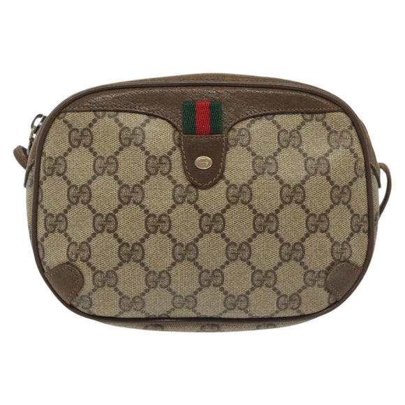 GUCCI GG Supreme Web Sherry Line Shoulder Bag PVC Beige 89 02 066 Auth BA5181