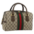 GUCCI GG Supreme Web Sherry Line Hand Bag PVC Beige Gold 67 01 4422 Auth BA5183-1