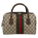 GUCCI GG Supreme Web Sherry Line Hand Bag PVC Beige Gold 67 01 4422 Auth BA5183-13