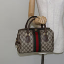 GUCCI GG Supreme Web Sherry Line Hand Bag PVC Beige Gold 67 01 4422 Auth BA5183-23