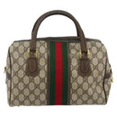 GUCCI GG Supreme Web Sherry Line Hand Bag PVC Beige Gold 67 01 4422 Auth BA5183-2