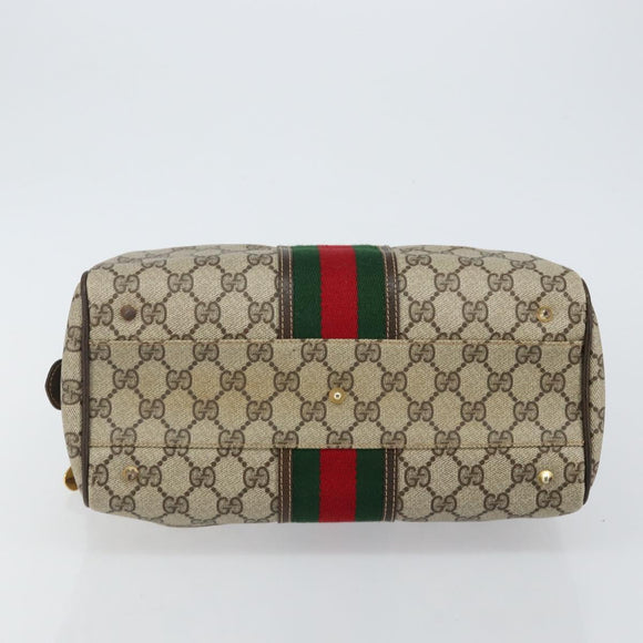 GUCCI GG Supreme Web Sherry Line Hand Bag PVC Beige Gold 67 01 4422 Auth BA5183
