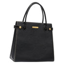 Burberrys Hand Bag Leather Black Gold Auth BA5185-1